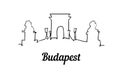 One line style Budapest skyline. Simple modern minimalistic style 