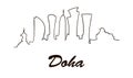 One line style Doha city skyline. Simple modern minimaistic style vector.