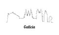 One line style Galicia skyline. Simple modern minimaistic style