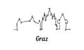 One line style Graz skyline. Simple modern minimalistic style 