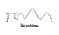 One line style Hiroshima skyline. Simple modern minimalistic style vector