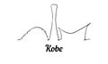 One line style Kobe skyline. Simple modern minimalistic style vector Royalty Free Stock Photo