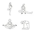 One line style pregnant yoga poses. Minimalistic icons. Design wallpaper background