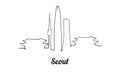 One line style Seoul skyline. Simple modern minimaistic style vector