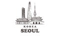 One line style Seoul skyline. Simple modern minimaistic style vector