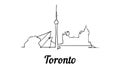 One line style Toronto skyline. Simple modern minimaistic style vector Royalty Free Stock Photo