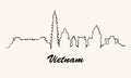 One line style Vietnam skyline. Simple modern minimaistic style .