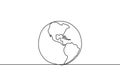 One line style world earth globe continuous design. Simple modern minimalistic style vector illustration on white background Royalty Free Stock Photo