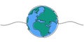 One line style world. Simple modern minimalism continuous earth vector