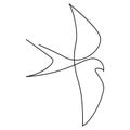 One line swallow or martlet design silhouette. Hand drawn minimalism style vector illustration