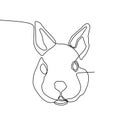 Rabbit head one line drawing