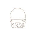 One line wicker basket for a picnic. Vector illustration isolated on a white