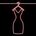 One line woman dress on hanger neon concept Royalty Free Stock Photo