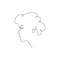 One line woman head design silhouette. Logo design. Hand drawn minimalism style vector illustration