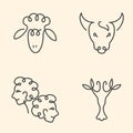 One line zodiac symbols set