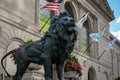 One of the lions of Michigan Avenue, in front of Art Institute of Chicago Royalty Free Stock Photo