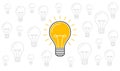 One lit bulb among unlit bulbs, New idea business illustration