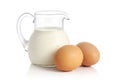 One liter of fresh milk and two eggs Royalty Free Stock Photo