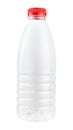 One liter plastic bottle with red lid for dairy products isolated on white background Clipping path Royalty Free Stock Photo