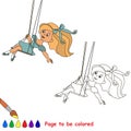 One little baby girl swinging on a swing