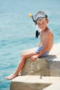 Smiling boy with snorkeling gear