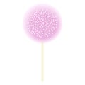 One Lollipop pink isolated on white. icing and sprinkles, Vector illustration. Confection