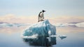 One lone penquin standing on top of an iceberg