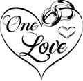 One Love inside Heart Wedding Clip Art Royalty Free Stock Photo