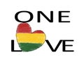 One Love Rasta Reggae Heart Royalty Free Stock Photo