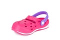 One pink toddler girl Crocs rubber sandal flip-flop footwear isolated Royalty Free Stock Photo