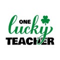 One lucky teacher calligraphy hand lettering. Funny St. Patricks Day quote typography poster. Vector template for Royalty Free Stock Photo