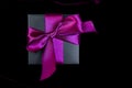 One luxury black gift boxe with green ribbon Royalty Free Stock Photo