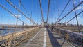 One of the main attractions in New York - famous Brooklyn Bridge- MANHATTAN - NEW YORK - APRIL 1, 2017