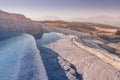 One of main tourist attractions in Turkey is the travertines and Pamukkale hot springs. Scenic panoramic view on turkish Royalty Free Stock Photo