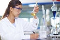 Asian Laboratory scientist working at lab with test tubes Royalty Free Stock Photo