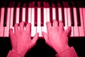 one male hand on the piano. The palm lies on the keys and plays the keyboard instrument in the music school. student Royalty Free Stock Photo