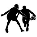 A set of detailed silhouette basketball players in lots of different poses Royalty Free Stock Photo