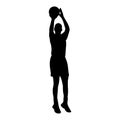 A set of detailed silhouette basketball players in lots of different poses Royalty Free Stock Photo
