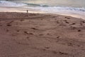 One man on a beach watching the sunset in Santa Cruz, California, USA Royalty Free Stock Photo