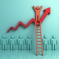 One man climbing ladder to standing on top of business growth graph Royalty Free Stock Photo