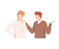 One Man Encouraging Another By Putting Hand on His Shoulder Vector Illustration