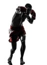 One Man Exercising Thai Boxing Silhouette