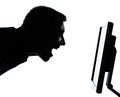 One man face silhouette with computer screen Royalty Free Stock Photo