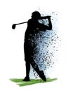 One man golfer golfing golf swing in silhouette studio isolated on white background Royalty Free Stock Photo