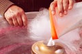 One Man making of the Cotton candy with machine Royalty Free Stock Photo