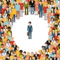 One man stayed in crowd, conceptual illustration Royalty Free Stock Photo