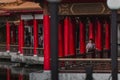 One man at the Tea House Pavilion