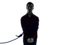 One man trapped catched lasso prisoner silhouette Royalty Free Stock Photo