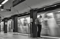 One Man Waiting on Subway Platform New York City Mass Transit NYC Royalty Free Stock Photo