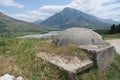 One of many Communist-era bunkers dotting the Albanian countryside Royalty Free Stock Photo